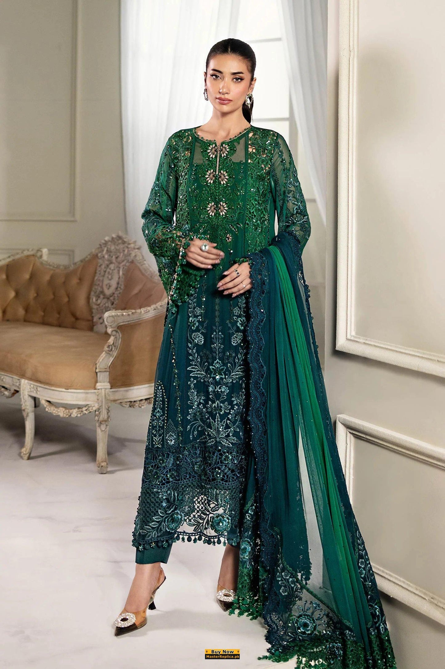 MPC-25-106-Unstitched Embroidered Chiffon Suit Maria B 2025